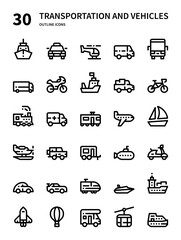 Transportation and Vehicles icons for website, application, printing, document, poster design, etc.