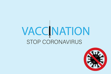Medical syringe with vaccine. Covid-19 coronavirus vaccination concept