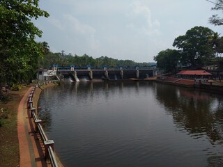 Fototapeta na wymiar Aruvikkara dam shutter, Thiruvananthapuram Kerala