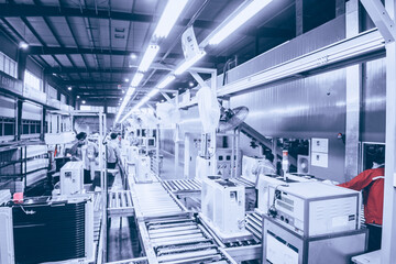 Busy scene in the factory
