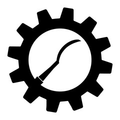 Simple illustration of chisel icon in gear for app or web