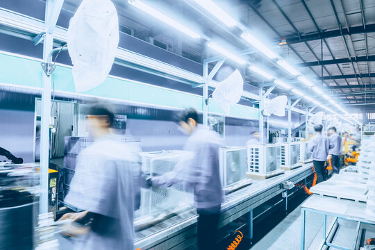 Busy scene in the factory