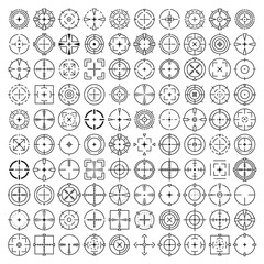 big set of crosshair, dart and target aim icons vector