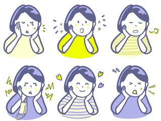 肌荒れに悩む女性のイラスト