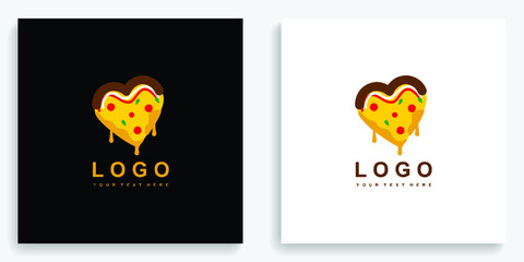 Pizza Love Heart Logo. Modern logo icon symbol template vector design