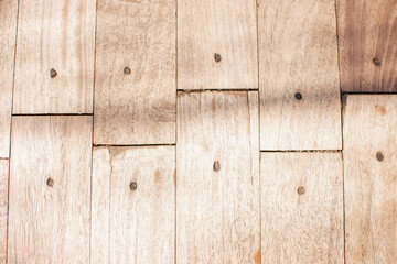 Wooden background with nails and knot.
