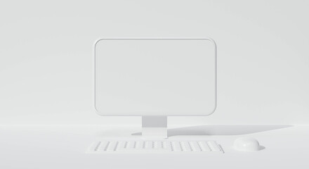 3d render of blank computer marketing on white background abstract.