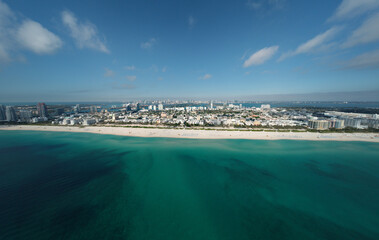 Aerial photo ocean by Miami Beach FL ultra wide angle