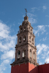 Torre de la Parroquia del Sagrario in the historic center of León, Guanajuato. Architecture concept.