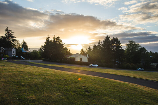 Sunset in Suburban Area, Pacific Northwest Town, Beaverton