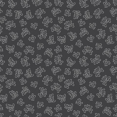 Leaves with berries. Floral seamless pattern. Foliage black-white background.