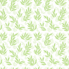 Naklejka premium Foliage seamless pattern. Leaves background. Green background with leafs. 