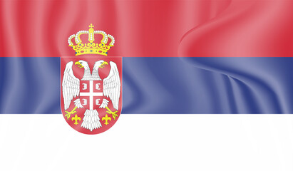 Obraz premium Grunge Serbia flag. Serbia flag with waving grunge texture.