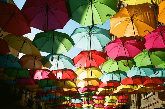 colorful umbrellas in the market