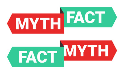 Fact myth sign with two sided directions. Concept of thorough fact-checking or easy compare evidence. Illustration vector
