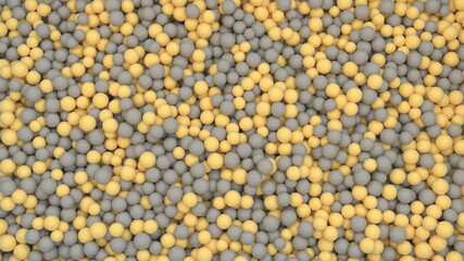 Abstract digital background with gray and yellow small balls