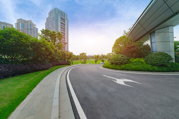 Modern architecture and road