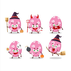 Halloween expression emoticons with cartoon character of pink easter egg