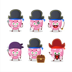 Cartoon character of pink easter egg with various pirates emoticons