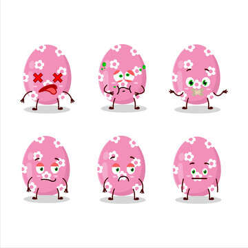 Pink easter egg cartoon character with nope expression