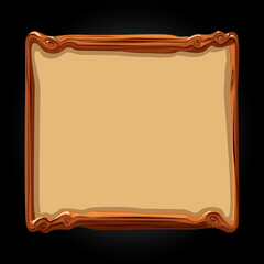 Wooden board template, blank banner for the game.