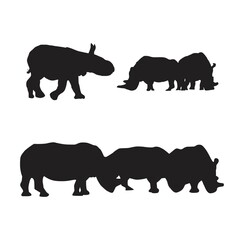 collection of rhino animal silhouettes