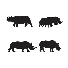 collection of rhino animal silhouettes