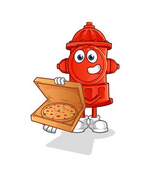 recommend clip art: fire hydrant pizza delivery boy vector. cartoon character