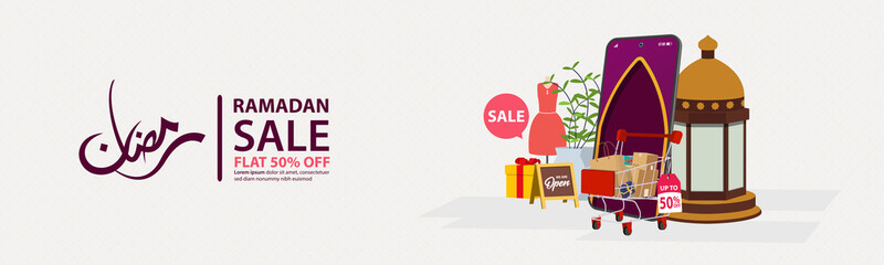 Ramadan sale banners set,discount and best offer tag, label or sticker set on occasion of Ramadan Kareem and Eid Mubarak, vector illustration