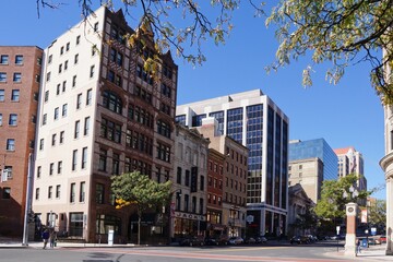 Fototapeta premium Albany USA - 13 October 2012 - Street scene in Albany NY