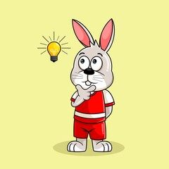 Fototapeta premium cute rabbit cartoon thinking illustration