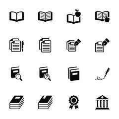 Reading book icons set vector graphic illustration