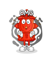 fire hydrant Oh my God vector. cartoon character