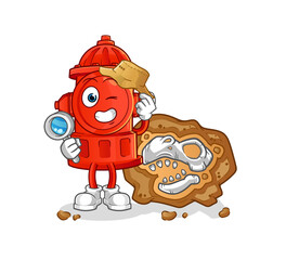 fire hydrant archaeologists with fossils mascot. cartoon vector