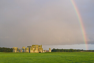 View of the Stonehenge prehistoric site, in Wiltshire, England, United Kingdom