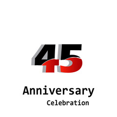 45 Years Anniversary Celebration Red Color Vector Template Design Illustration