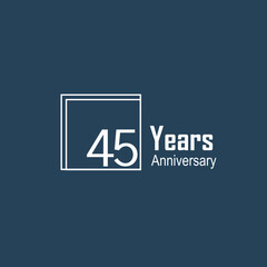 45 Years Anniversary Celebration Blue Color Vector Template Design Illustration