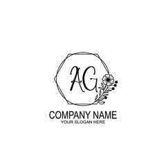 AG Initials handwritten minimalistic logo template vector