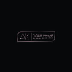 AK Initials handwritten minimalistic logo template vector