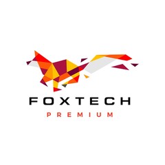 fox technology broken glass geometric polygonal logo vector icon illustration