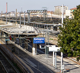 View of Bologna Centrale railway station in Italy