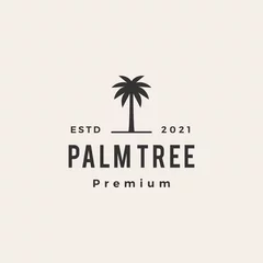 Fototapeten palm tree hipster vintage logo vector icon illustration © gaga vastard