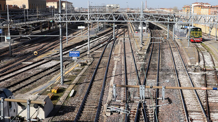 Aerial view of Bologna Centrale railway station in Italy © Claudio Caridi