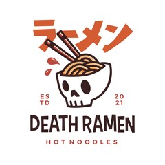 ramen skull death noodle hot logo vector icon illustration