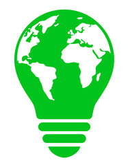 地球を描いた電球のマーク　エコロジーイメージ