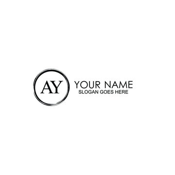 AY Initials handwritten minimalistic logo template vector