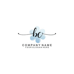 BC Initials handwritten minimalistic logo template vector