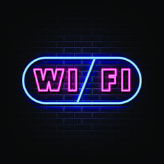 Wifi Neon Signs Style Text Vector