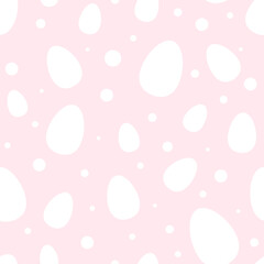 Seamless pattern with white Easter eggs on tender pink background.