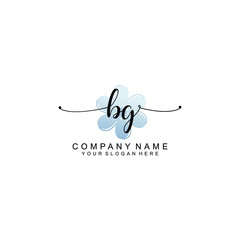 BG Initials handwritten minimalistic logo template vector